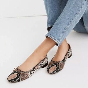 NWOT Madewell The Adelle Ballet Flat in Snake Embossed Leather Size 8